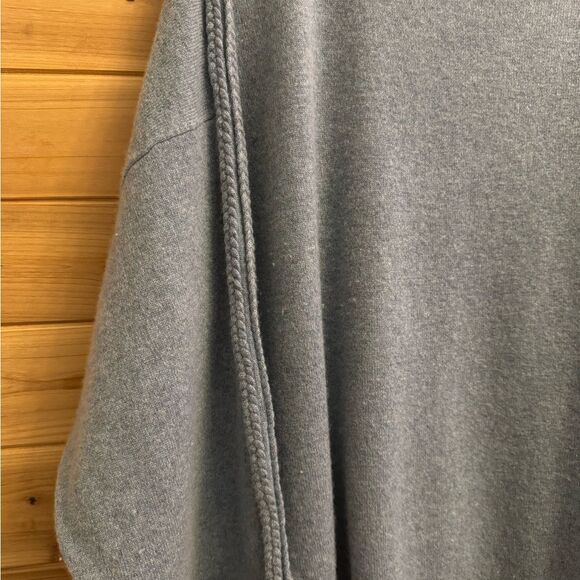 Garnet Hill Size Large Gray Blue Cashmere Braid Detail Pullover Sweater - Picture 4 of 11